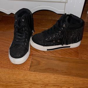 Kids size 1 black fringe INC sneakers